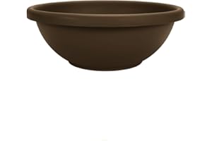 The HC Companies 20 Inch Large Garden Bowl Planter - Shallow Plant Pot with Drainage Plug for Indoor Outdoor Flowers, Herbs, Chocolate