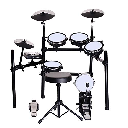 ZHRUNS Electronic Drum Set, Mesh Kit with Collapsible 3-Post Rack, Built-in Drum Coach with Play-Along Tracks, 15 Ready-to-play Portable Electronic Drum Set for Kids and Adults With Stool - Thumbnail 7