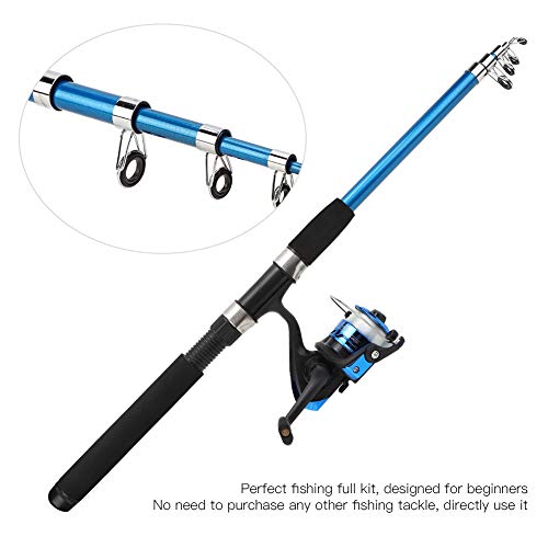 Cocoarm Angelrute Teleskop Angeln Tragbares Fiberglas Angelruten Set mit Angelschnur Angelköder Set Zubehör(2.1m) – Bild 5
