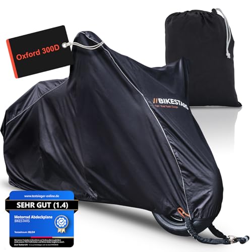 Bikestars Motorrad Abdeckplane Wasserdicht &Amp; Winterfest - Outdoor &Amp; Indoor Oxford 300D Stoff Reißfest Roller Abdeckung/Zelt - Motorradabdeckung Extra Stabile Nähte - Motoroller Zubehör 245X105X125Cm