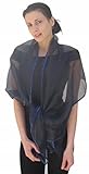 Navy Blue Sheer Organza Evening Wrap Shawl for Prom Wedding Bride
