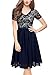 Miusol Women's Vintage Floral Lace Chiffon Slim 1920's Evening Party Dress (X-Large, B-Navy Blue)