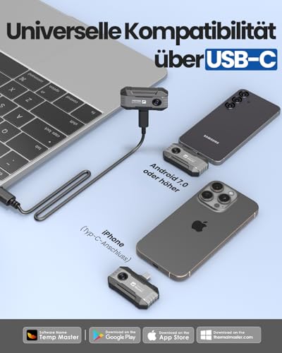 Thermal Master P1 Wärmebildkamera für iPhone 15/16 und Android Infrarotkamera mit Super IR Auflösung 320x240, Wärmebildkameras ±2℃ Genauigkeit Haus-Inspektion 15x Zoom, Grau 10