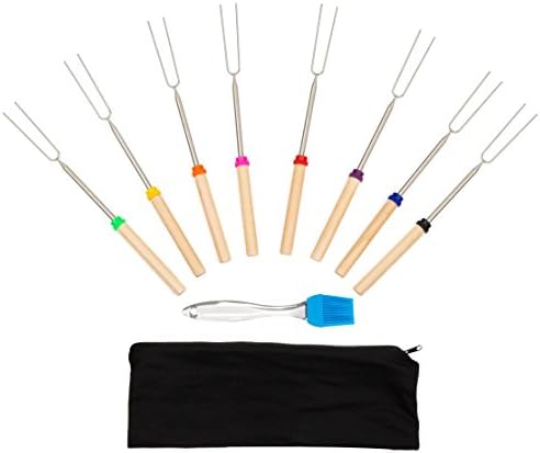 Marshmallow Roasting BBQ Sticks with Wooden Handle, 32 Inch, Set of 8
