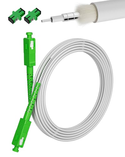 VANDESAIL 20 m (66ft) Gepanzertes Single‑Mode OS2 SC/APC auf SC/APC Glasfaserkabel, 9/125 µm LSZH - FTTH & SFP kompatibel, Weiß