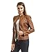 Come Together California WJC746 Womens Vegan Leather Motorcycle Jacket M Camel