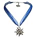 Alpenflüstern Bavarian organza necklace with rhinestone Edelweiss , Ladies costume jewelry, traditional german pendant necklace for Dirndl, Leather trouser, Oktoberfest (blue)