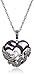 Amazon Collection Sterling Silver Oxidized Marcasite and Gemstone Colored Glass Filigree Heart Pendant Necklace, 18