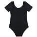 FEESHOW Girls' Classic Short Sleeve Leotard Size 6 Black