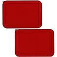 Sophico 6 Cup Rectangle Silicone Storage Cover Lids Replacement for Pyrex 7211-PC Glass Bowls, Container not Included (Red)