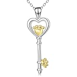 925 Sterling Silver Heart Key Pendant Necklace 18