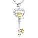 Sterling Silver Paw Print Love Heart Key Pendant Necklace 18