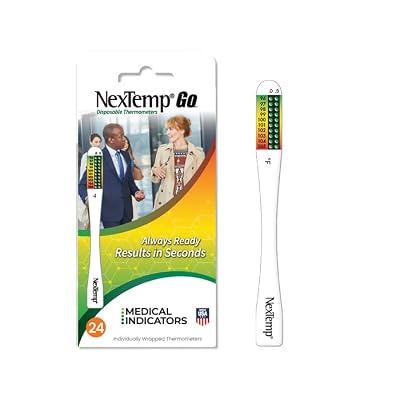 NexTemp Go Disposable Oral & Axillary Thermometer for Adults & Kids, Single Use Temperature Thermometer for Travel, Home, or First Aid Supplies, Hygienic, Individually Wrapped, Fahrenheit, 24 Pack