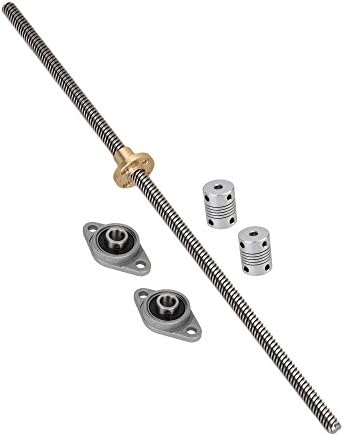 CNBTR 8mm Vertical T8 Lead Screw Z Axis L300mm&amp;Ball Bearing Pillow Block with Flexible Shaft Coupling for 3D Printer Set of 5