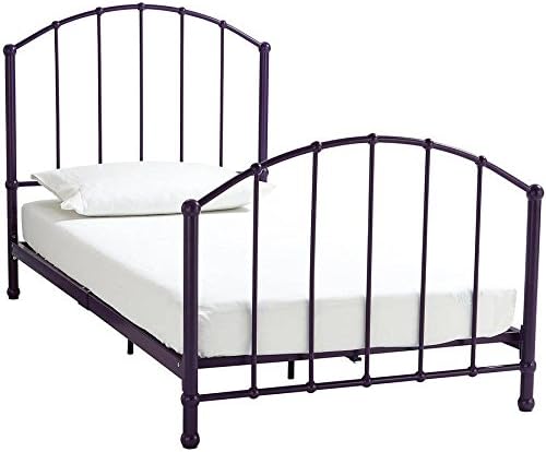 BKL Ivy Twin Metal Bed, Purple, This frame has a contemporary look with a bright colored finish & decorative metal accents. Sturdy metal frame, Metal side rails for guaranteed stability & durability.