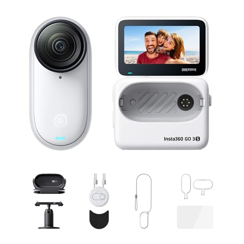 Insta360 GO 3S Action-Bundle - Tragbare 4K Mini-Kamera, Freihand-POVs, Überall anbringbar, Stabilisierung, 140 min Akku, 10 m wasserdicht, KI-Bearbeitung, Apple