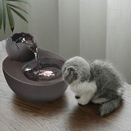 Aolnv Lotus Cat Water Fountain, Automatic Ceramic Drinking Fountain for