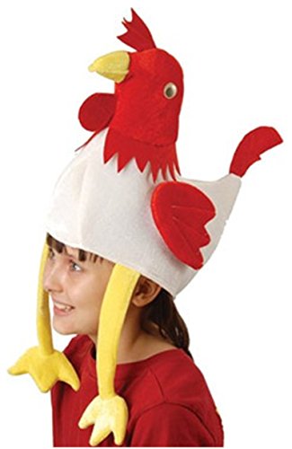 Deluxe Stuffed Plush Chicken Rooster Hat Costume Party Cap (1-Pack)