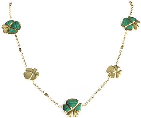 Ambrosi Women's 18K Yellow Gold Malachite Flowers Necklace 21972540