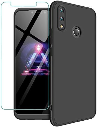 JOYTAG Compatible For Huawei Nova 3i/JOYTAG Compatible For Huawei P Smart Plus case 360 degrees Black ultra thin Matte All-inclusive Protection 3 in 1 PC Phone case cover+Tempered glass film-Black