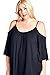 Modern Kiwi Solid Off-The-Shoulder High Low Plus Size Tunic Top Black 1X