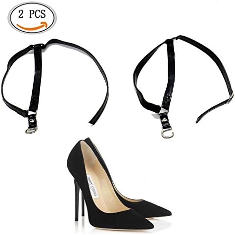 Women's Shoe Straps Detachable PU Leather Shoe Straps, High Heels Anti-loose Shoelace Band for high heeles Shoelace Black