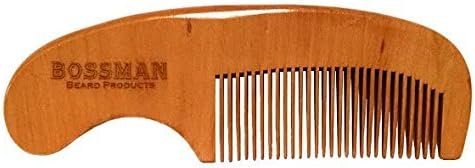 Pear Wood Mustache and Beard Comb Engraved w/ Handle by Bossman Brands by Bossman Brands