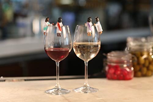 NPW Drinking Buddies Cocktail/Wine Glass Markers, 4-Count, Water Into Wine Jesus Buddies