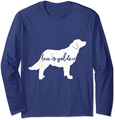 Unisex Love is Golden Retriever Long Sleeve T-Shirt Golden Dog Gift Large Navy