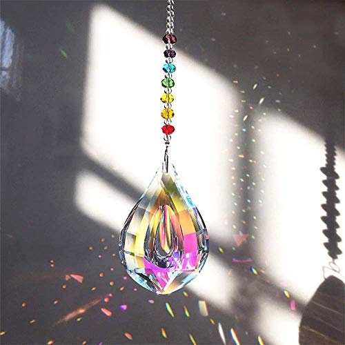 Nice Dream Sun Catcher Feng Shui Crystal Suncatchers for Window with Chakra Bead and 76mm Chandelier Crystal Prism Drops