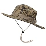 Omechy Outdoor Sun Camouflage Boonie Bucket Hat for Summer Fishing Hunting, Desert CamoWith Side Button,Desert Camo