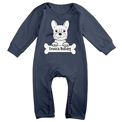 NOXIDN SMWI Baby Infant Romper French Bulldog Long Sleeve Playsuit Outfits,Navy