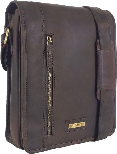 Unicorn Real Leather Brown ipad, Ebook or Tablets Messenger Bag #6k