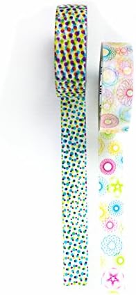 Pipsticks Colorful Spirography Washi Masking Tape MT Washi Duo Pair (2) - Each Pack includes 2 Rolls - Great Pack of Stickers for Planners, Calendars, Crafts, Diaries & School Projects
