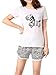 VENTELAN Women's Cute Zebra Sleepwear Short Sleeve Pajamas Casual Summer Nighty, White, Large(USA Size:12-14)