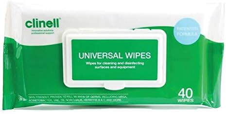 PBS Medicare Best Price (Reduce The Risk) - 2 x 40 Clinell Universal Sanitising Wipes Personal Pack.