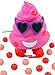 Brown and Pink Poop Emoji Toy Candy Dispenser with Heart Sunglasses, Set of 2
