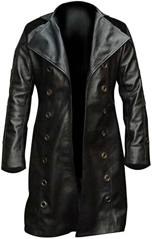 Mens Genuine Leather Adam Jensen Deus Ex Game Trench Coat M