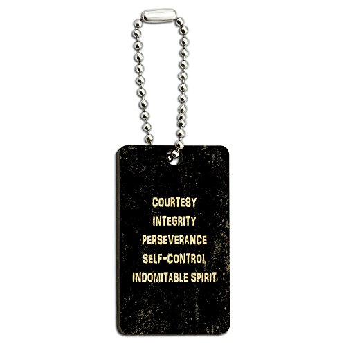 Five Tenets of Taekwondo Distressed Wood Wooden Rectangle Key Chain