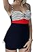 CharmLeaks Women's Two Piece Big Cup Bandeau Stripe Tankini Set Swimsuit