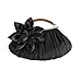 BMC Black Floral Embellished Sheer Chiffon Exterior Kissing Lock Clasp Resin Handle Framed Party Clutch - Evening Out Collection