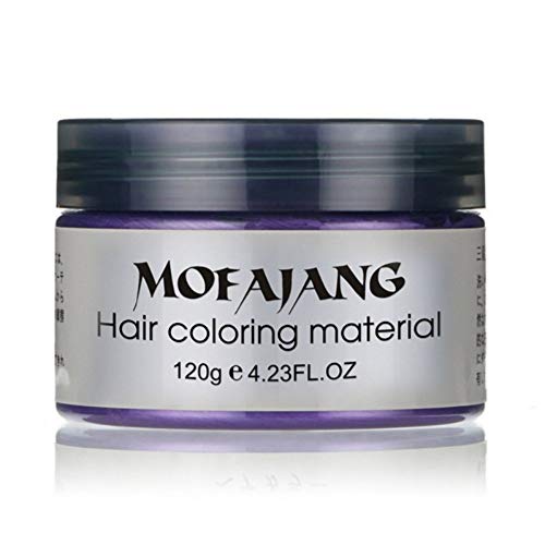 MOFAJANG Hair Color Wax Styling Cream Mud, Temporary Hair Dye Wax, Natural Hairstyle Dye Pomade for Party Cosplay, Halloween, 4.23 OZ, Purple