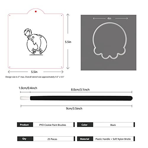 WEBAKIN Round PYO Cookie Cutter and 16 Pieces PYO Cookie Stencils Paint