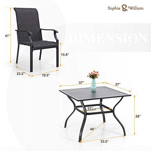 Sophia & William Patio Dining Set 5 Piece Wicker Outdoor Table