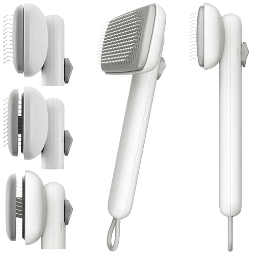 Cepillo Para Gatos Y Perros Limpieza Con Un Solo Clic Para Perros De Pelo Largo Y Corto Gatos Depilación Eliminación Del Pelo (Blanco)