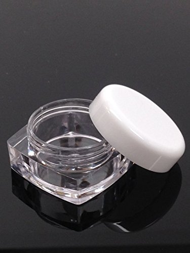 (96 Pieces) Beauticom 5G/5ML High Quality Clear Square Jars with White Lids for Small Jewelry, Holding/Mixing Paints, Art Accessories and Other Craft Supplies - BPA Free