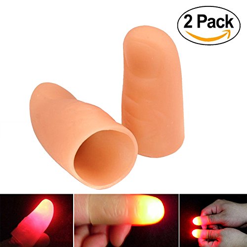 LED Finger Lamp (2 Packs/4PCS) Thumbs Light, Magic Light up Finger Magic Trick, Fake Finger, Prank Toy Tool