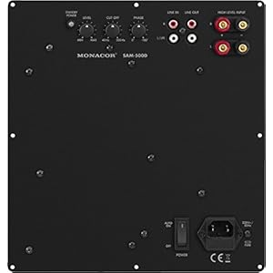 MONACOR SAM-500D subwoofer actieve module met 500 W en variabel lage pas, woofer met high-level ingangen, geïntegreerde…