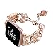 FOHUAS Compatible for Fitbit Versa Band, Adjustable Handmade Pearl Bling Rhinestone Dressy Bracelet Women Girl Wristband with Essential Oil/Perfume Storage Pendant for Fitbit Versa (Rose Gold)