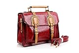 UonBox Women's British Vintage PU Leather Patchwork Satchel Shoulder Hand Bag